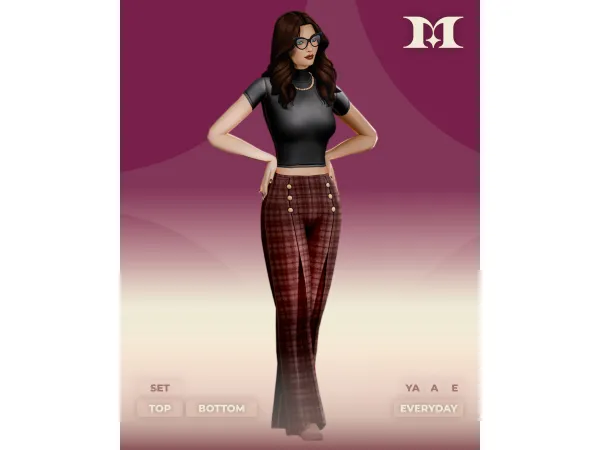 Sims 4 Academia Turleneck | Plaid Pants by milliancc