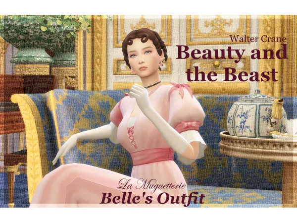 Sims 4 Beauty and the Beast - Belle's outfit by Liljekonvall