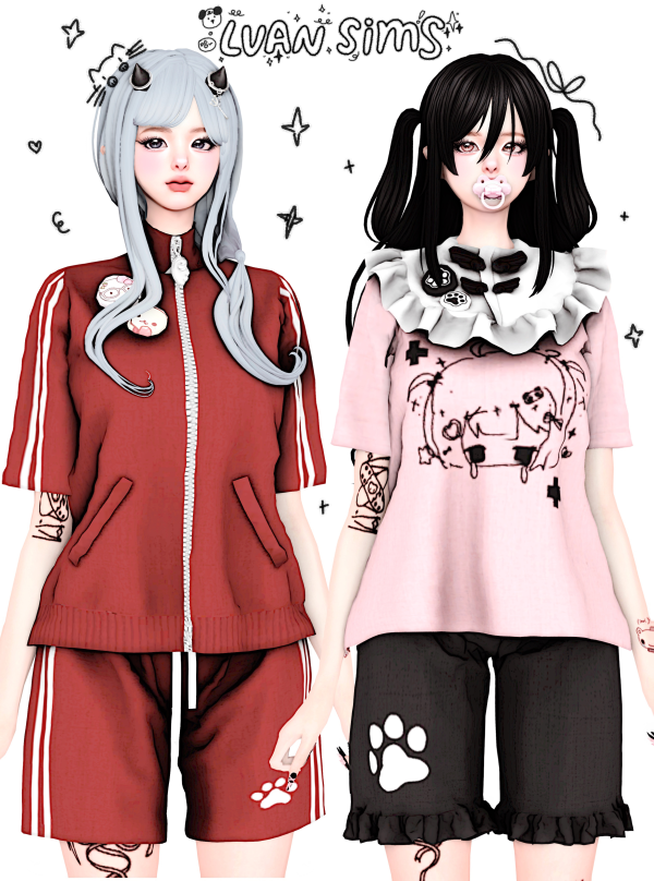 Mix [LVAN]Cat Paw Casual Set A290 by simsfinds - The Sims 4 Custom Content
