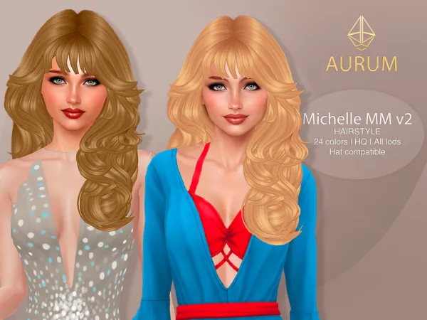 Sims 4 Michelle - Long Layered Maxis Match Hair v2