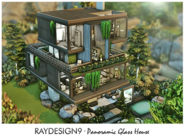 Sims 4 Panoramic Glass House by RayDesign9