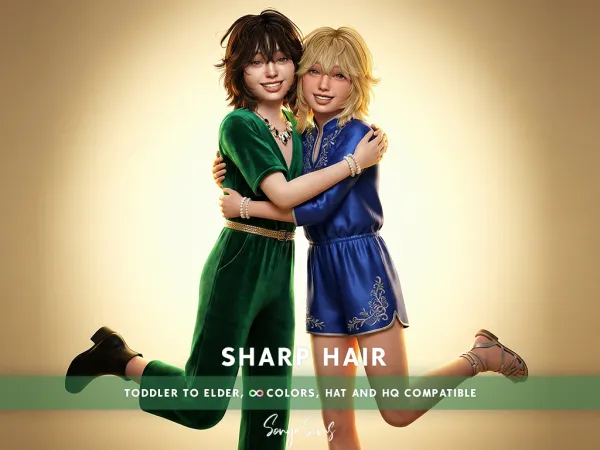 Alpha Sharp Hair for Little People - The Sims 4 Custom Content