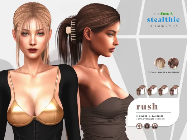 Alpha Stealthic Rush Hair - The Sims 4 Custom Content