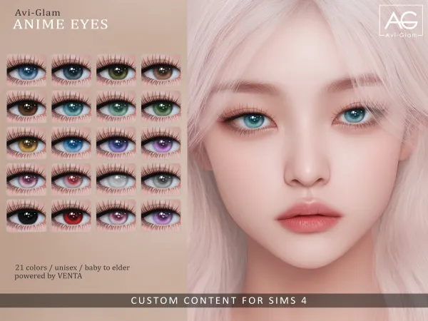 Alpha Anime Eyes avi glam - The Sims 4 Custom Content