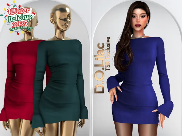 Sims 4 Off the Shoulder Crepe Mini Dress DO2084