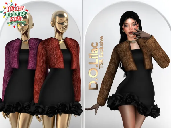 Sims 4 Winter Rose Glam Dress DO2086