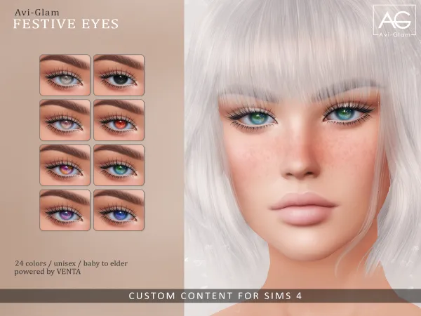 Alpha Festive Eyes avi glam - The Sims 4 Custom Content
