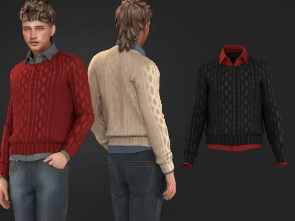 Alpha Knot Over It Men Top - The Sims 4 Custom Content