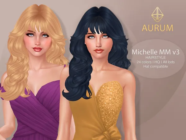Sims 4 Michelle - Long Layered Maxis Match Hair v3