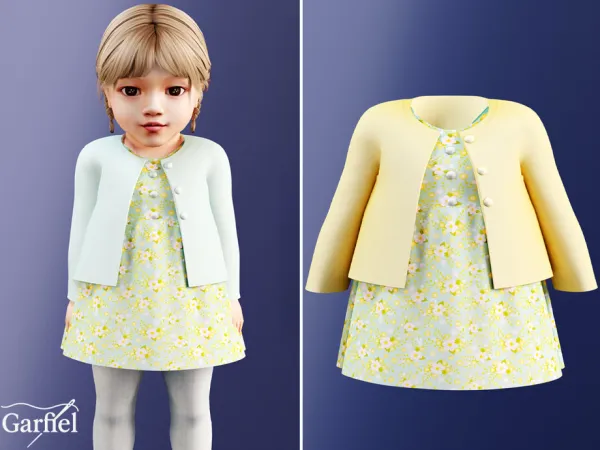 Alpha Infant Soft spring floral dress outfit by Garfiel - The Sims 4 Custom Content
