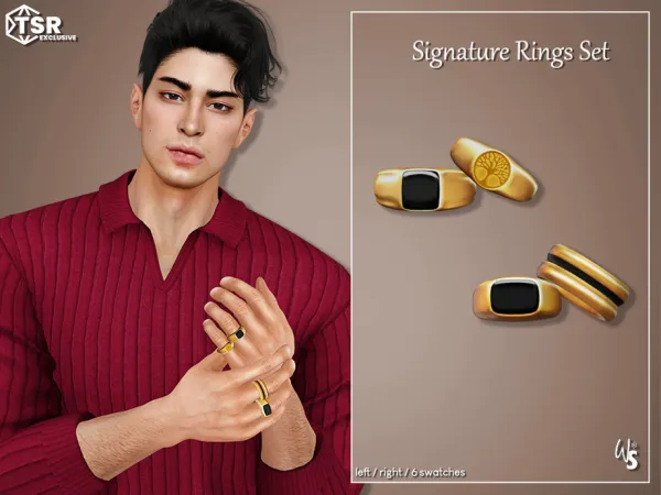 Alpha Signature Rings Set by WisteriaSims - The Sims 4 Custom Content