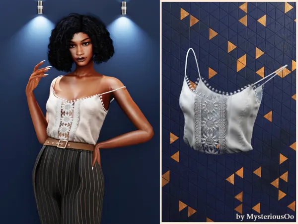 Sims 4 Lace trim camisole top by MysteriousOo