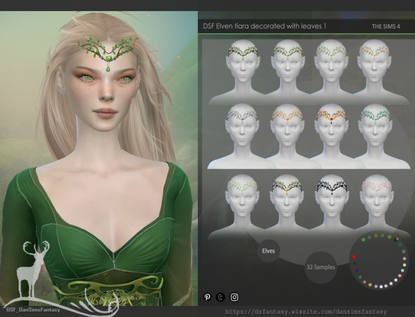 Alpha Elven tiara decorated with leaves 1 by simsfinds - The Sims 4 Custom Content