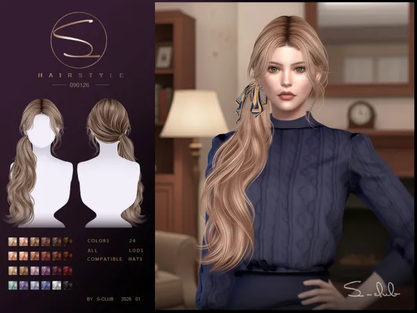 Alpha S Club_090126_Side ponytail hairstyle Club by thesimsresource - The Sims 4 Custom Content