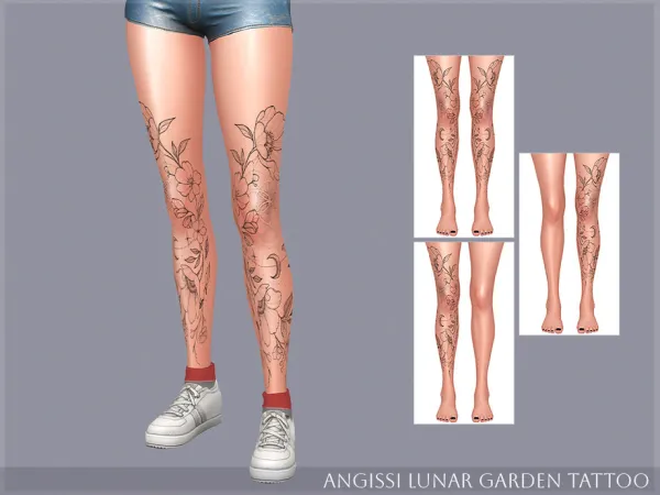 Mix Lunar Garden Tattoo by ANGISSI - The Sims 4 Custom Content