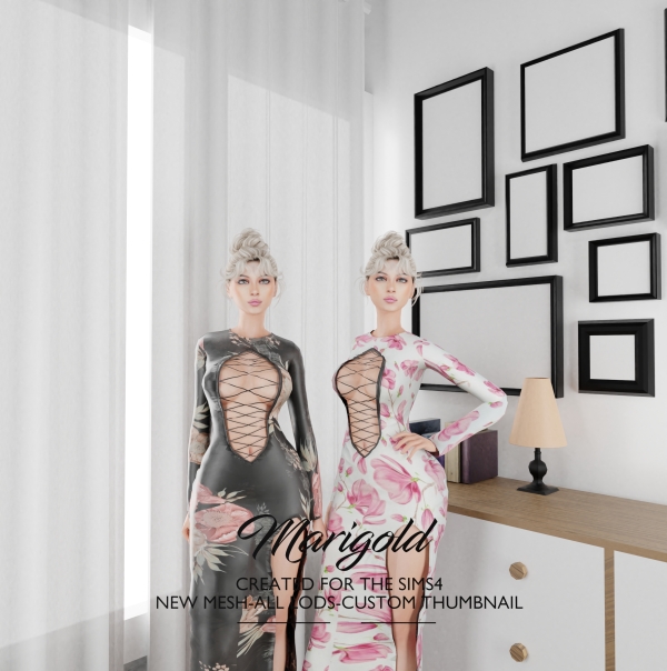 Alpha MARIGOLD SANSAN DRESS by marigoldsims - The Sims 4 Custom Content