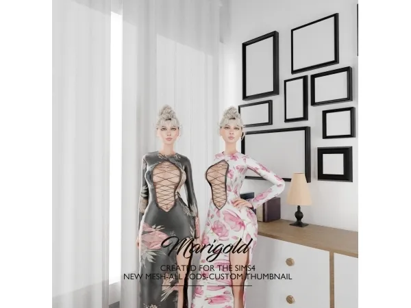 Sims 4 MARIGOLD TS4 SANSAN DRESS