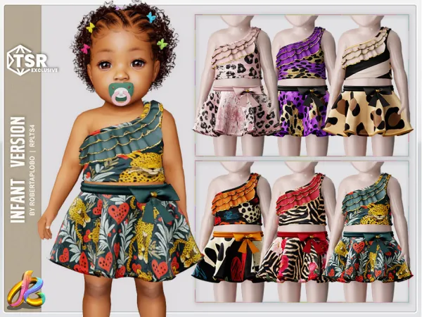Animal Print  Blouse & Bow Skirt 337 - Infant SET by RobertaPLobo