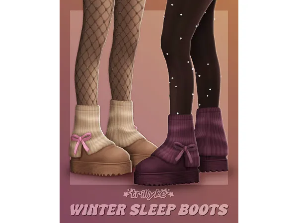 Maxis Match Winter Sleep Boots by trillyke - The Sims 4 Custom Content