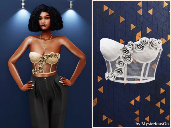 Alpha Rose corset top by MysteriousOo - The Sims 4 Custom Content