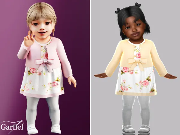 Sims 4 Infant - Sweet floral dress with bow by Garfiel