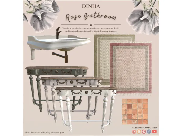 Alpha Rose Bathroom Collection - The Sims 4 Custom Content