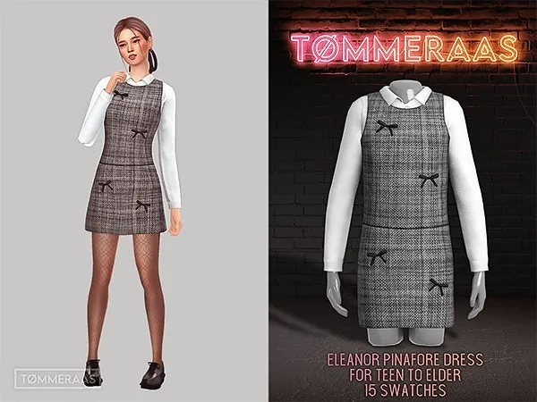 Alpha Tu00d8MMERAAS Eleanor Pinafore Dress for Women - The Sims 4 Custom Content