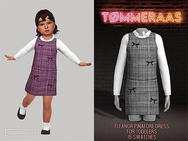 Alpha Tu00d8MMERAAS Eleanor Pinafore Dress for Toddlers - The Sims 4 Custom Content