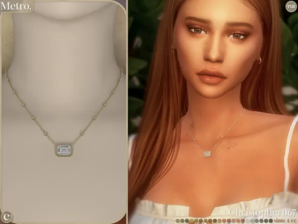 Sims 4 Metro Necklace - Baguette Diamond Necklace by christopher0672
