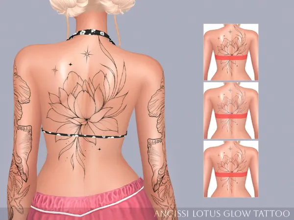 Mix Lotus Glow Tattoo by ANGISSI - The Sims 4 Custom Content