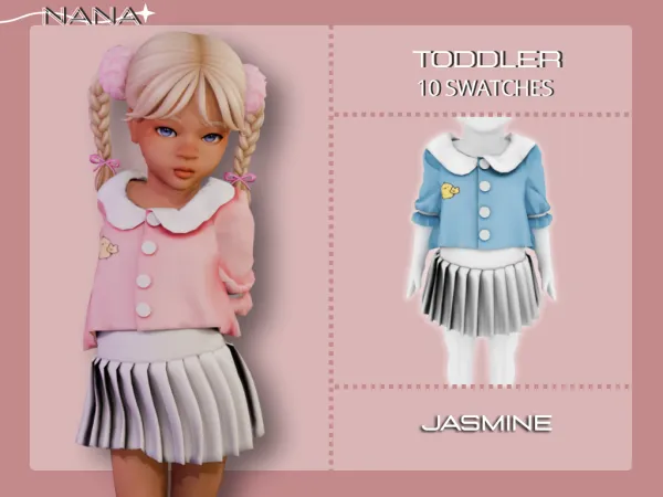 Maxis Match 7NANA (Jasmine) Pleated Skirt Set - The Sims 4 Custom Content