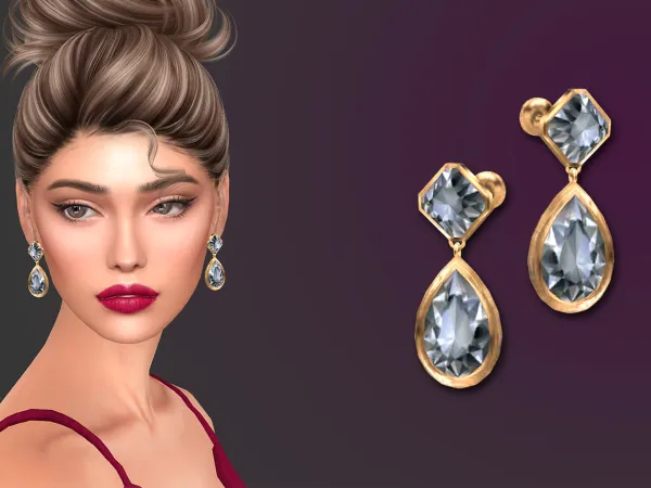Sims 4 Siena Drop Crystal Earrings