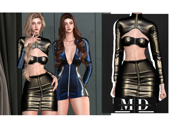 Alpha Latex set with a back cutout braided detailing - The Sims 4 Custom Content