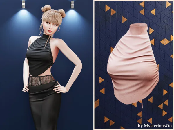 Sims 4 Asymmetric halter top by MysteriousOo