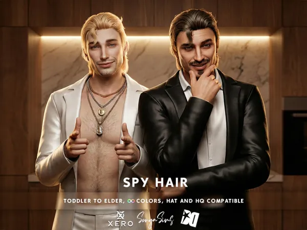 Alpha Spy Hair Males feat Decayed XERO - The Sims 4 Custom Content