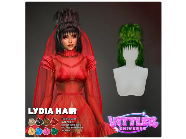 Alpha Lydia Hair by VittlerUniverse - The Sims 4 Custom Content