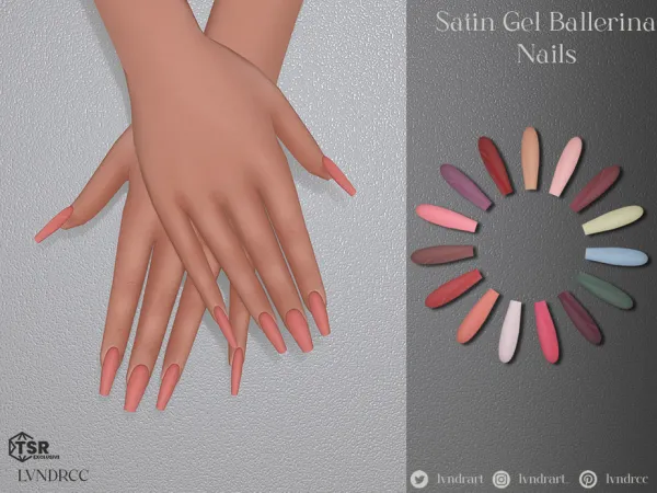 Alpha Satin Gel Ballerina Nails - The Sims 4 Custom Content