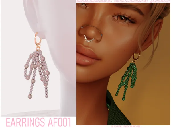 Alpha Earrings AF001 - The Sims 4 Custom Content