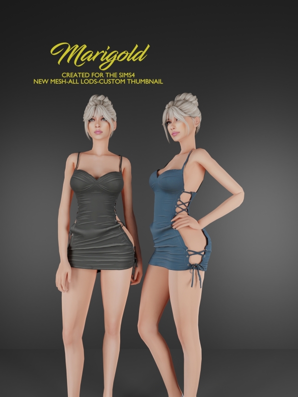 Alpha MARIGOLD TS4_VICKY DRESS by marigoldsims - The Sims 4 Custom Content