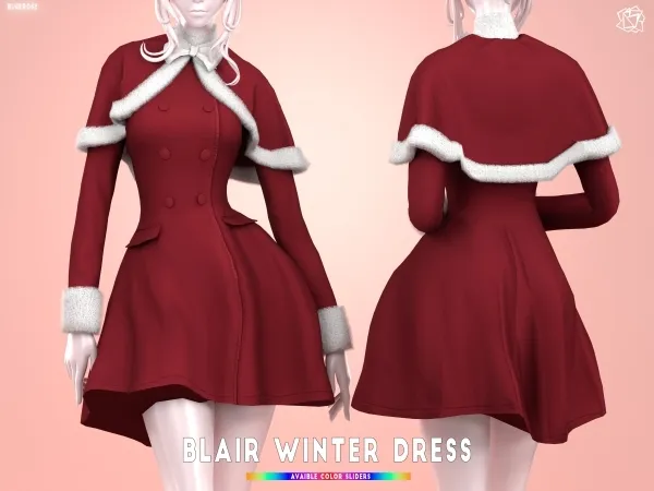 Mix Blair Winter Dress Bluerosesims - The Sims 4 Custom Content