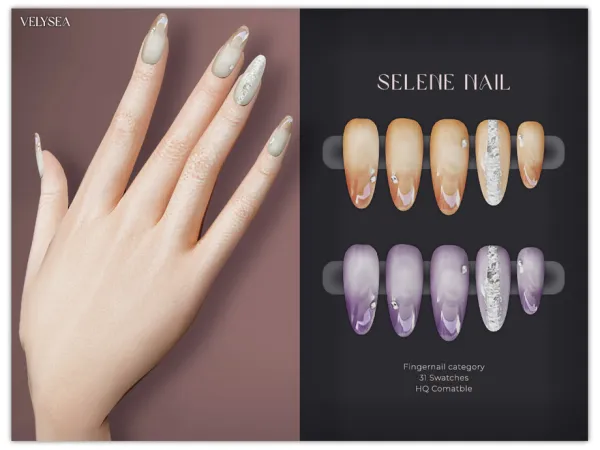 Sims 4 VELYSEA Selene Nail by VELYSEA