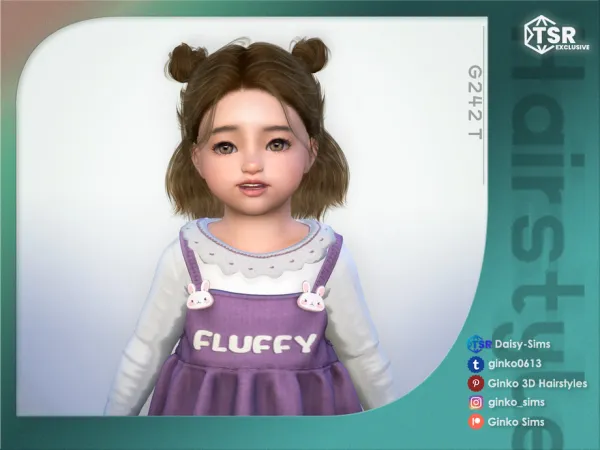 Alpha Half Up Bun Hair for Toddlers Ginko 242T Sims by Daisy - The Sims 4 Custom Content