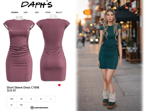 Sims 4 Daph's Short Sleeve Dress C1698