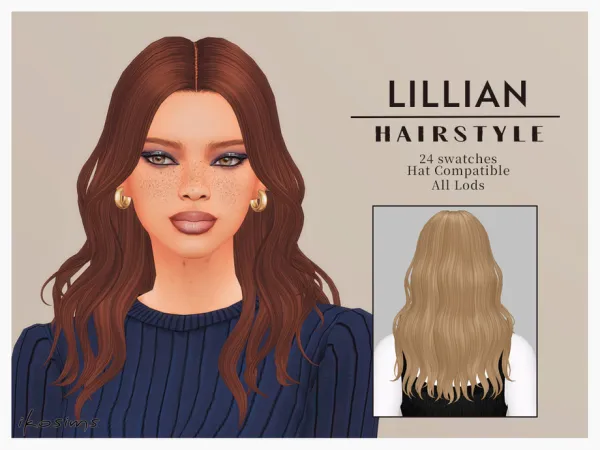 Sims 4 Lillian hair by iko-sims