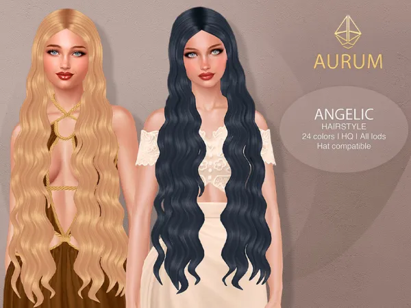 Sims 4 Angelic Hairstyle - Extra Long Wavy Hair