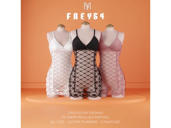 Alpha FR_Sheer Mesh Lace Babydoll - The Sims 4 Custom Content