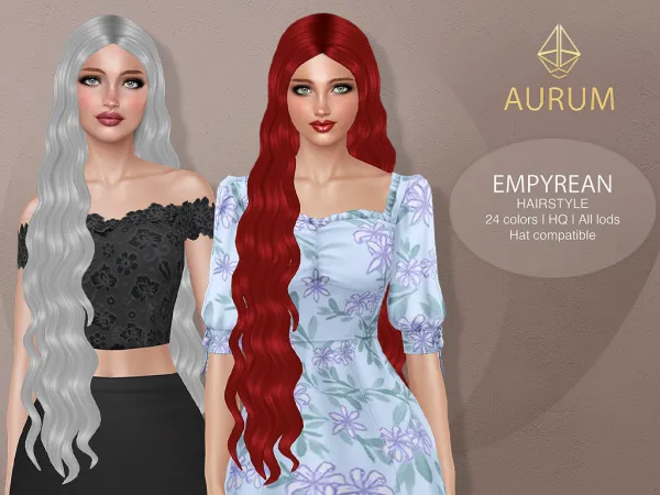 Sims 4 Empyrean Hairstyle - Extra Long Wavy Hair