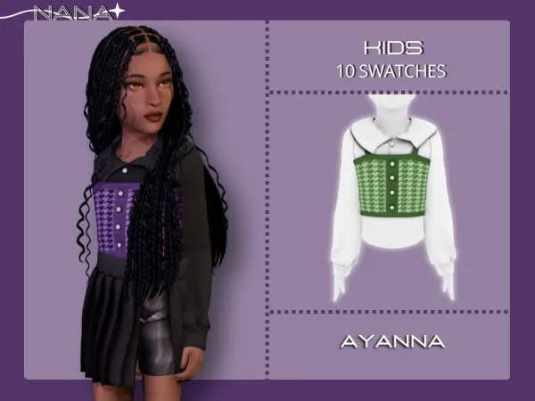 Maxis Match 7NANA (Ayanna) Button Down Shirt w Top - The Sims 4 Custom Content