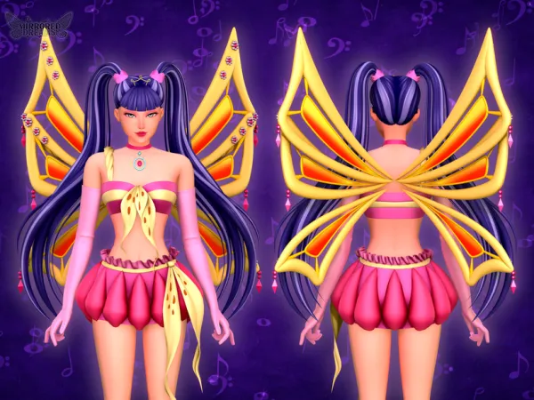 Mix Musa Outfit Enchantix Gloves Wings Fada da Mu00fasica - The Sims 4 Custom Content