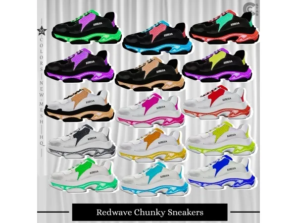 Alpha Redwave Chunky Sneakers cool_content_star - The Sims 4 Custom Content